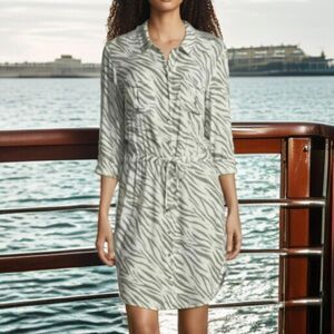 Heidi Klein Safari Mermaid Core Coconut Girl Kalahari Zebra Shirt Dress/Cover Up